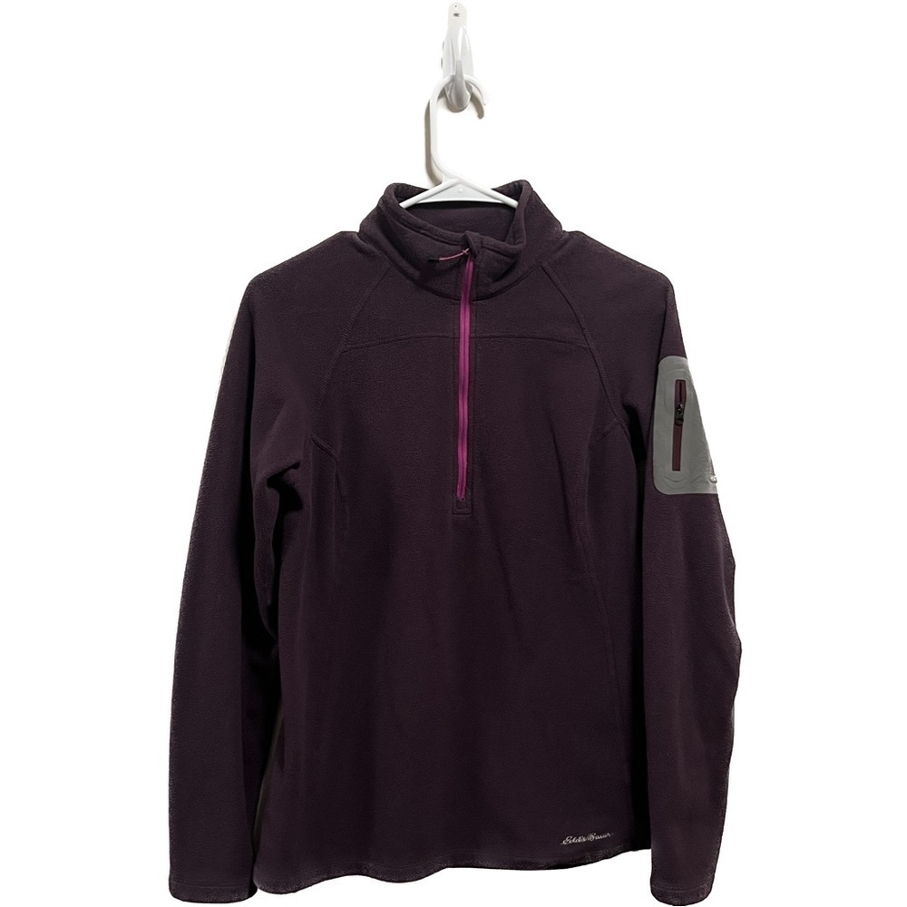 eddie bauer purple fleece zip up camping hiking outdoors warm fall